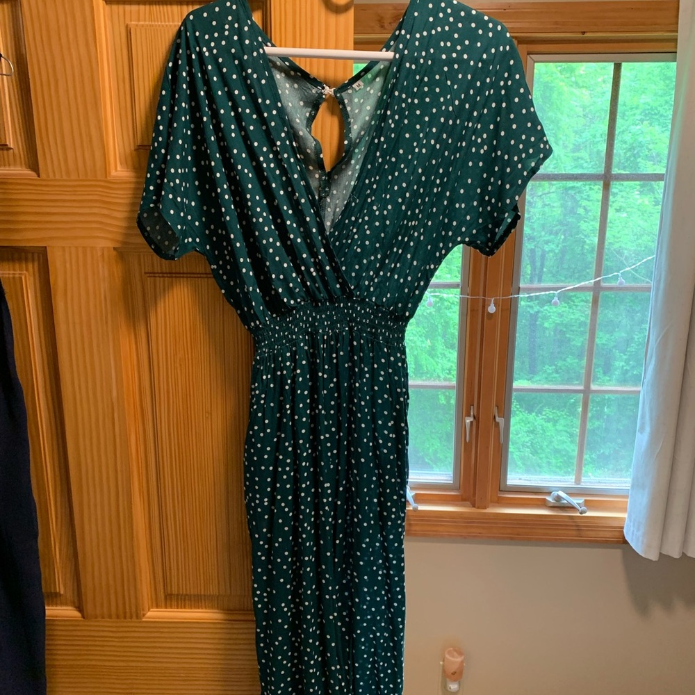 Green & White Polka Dot Jumpsit